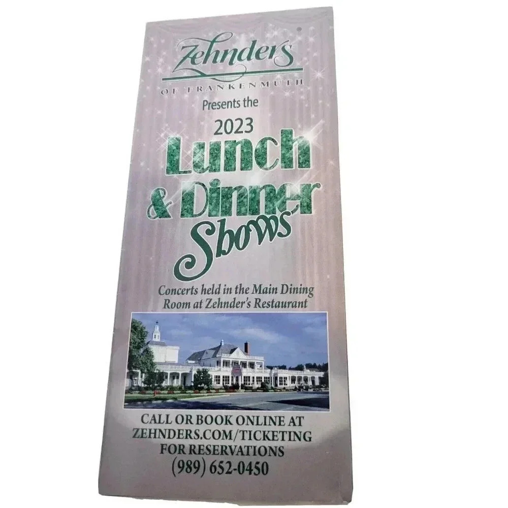 Zehnder's of Frankenmuth 2023 Lunch & Dinner Shows Schedule Pamphlet Michigan